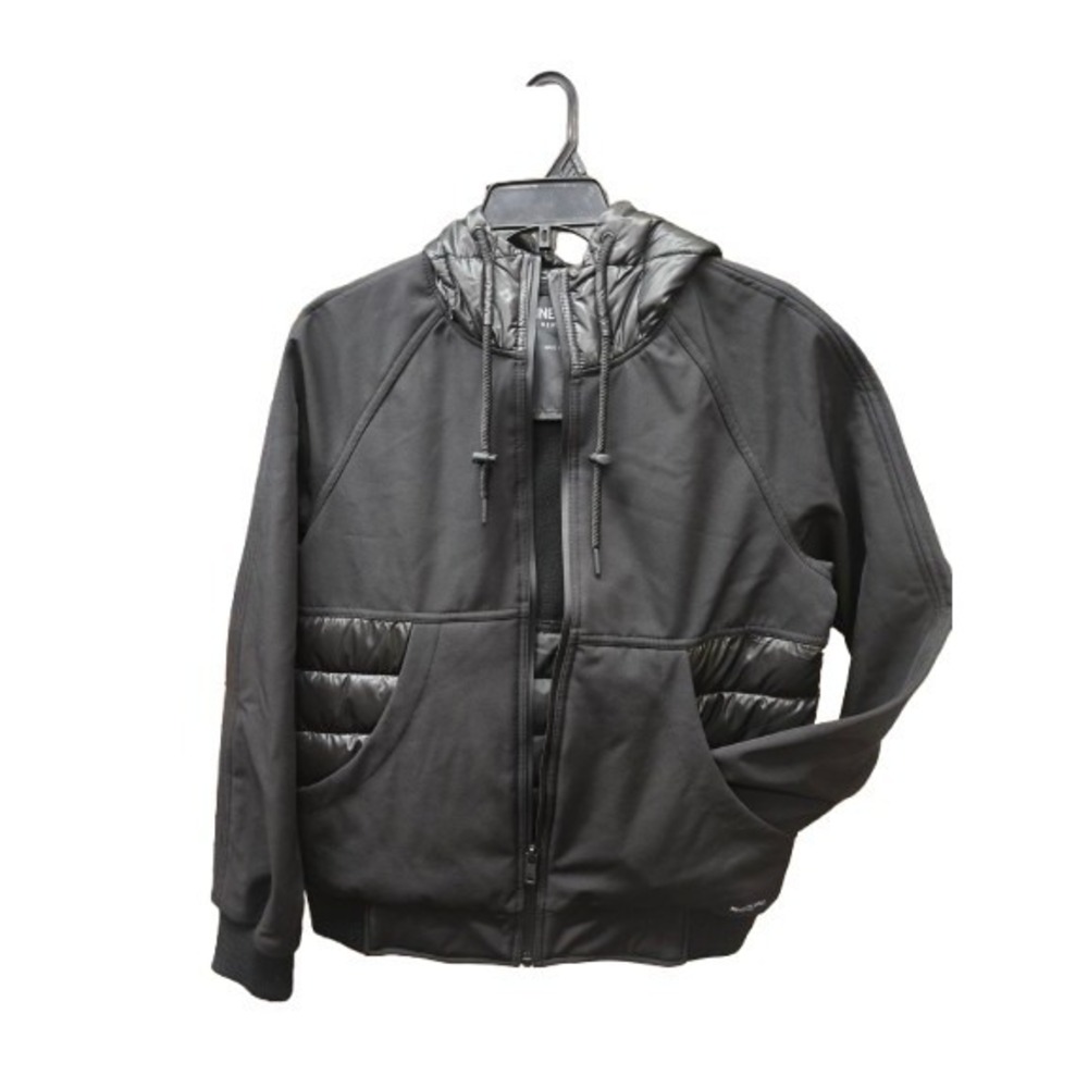 Men's Kenneth Cole Quilted  Soft Shell Jacket W/ Hood Black  Zip Up Sz S